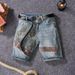 Men's Clothing Patchwork Denim Shorts Men's Slim Fit Denim Shorts With Patchwork & Embroidery - Straight Leg Casual Streetwear Shorts For Summer_mkmklike.com