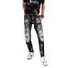 Men's Clothing Ripped Black And White Patch Trend Elastic Slim Fit Pants High End Casual Men's Pants_mkmklike.com