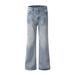 Men's Clothing Retro Lightning Pattern Washed Ice Blue Pants_mkmklike.com