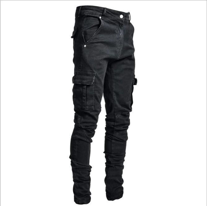 Men's Clothing New Jeans Men's Side Pocket Elastic Skinny Jeans_mkmklike.com