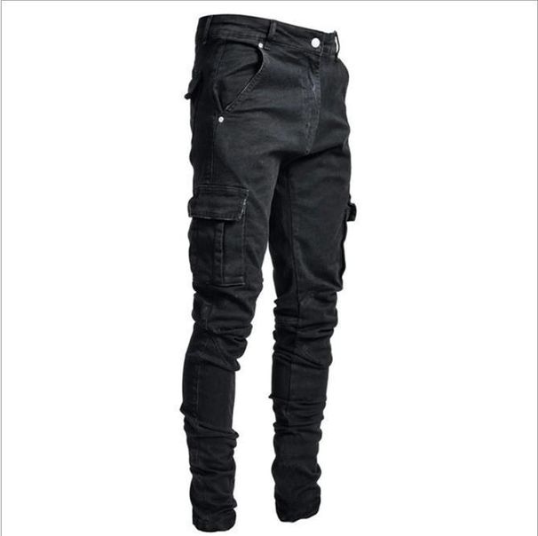 Men's Clothing New Jeans Men's Side Pocket Elastic Skinny Jeans_mkmklike.com