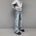 Nordmann American Style Casual Distressed Flared Jeans For Men High Street Vibe Versatile Slim Fit Cleanfit Long Pants_mkmklike.com