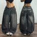 American New Fashion Geometric Pattern Embroidered Baggy Jeans Women Y2K Harajuku Vintage Hip-hop Popular Casual Wide-leg Pants_mkmklike.com