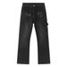 Spot EF JEANS | 2023 New American Vintage High Street Splicing Black Straight Medium High Waist Jeans Men_mkmklike.com