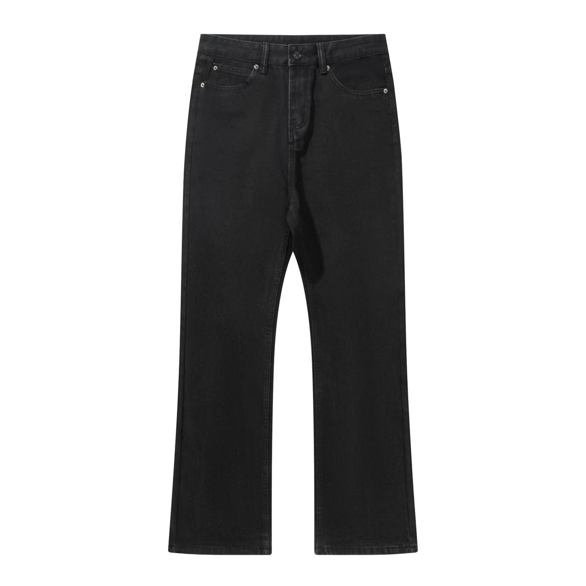 Men's Clothing Black Flared Jeans – Vintage Washed Distressed Denim With Draped Upper & Cleanfit Silhouette_mkmklike.com
