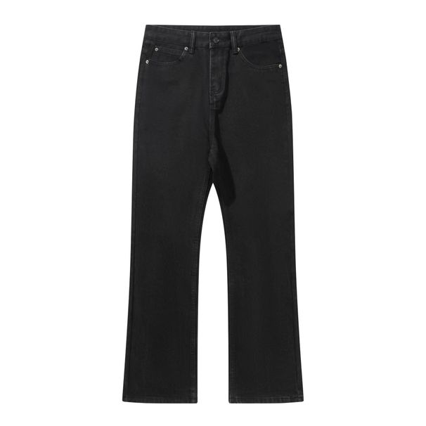 Men's Clothing Black Flared Jeans – Vintage Washed Distressed Denim With Draped Upper & Cleanfit Silhouette_mkmklike.com
