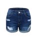 Women's Clothing Women's Elastic Mid Waist Denim Shorts With Holes_mkmklike.com