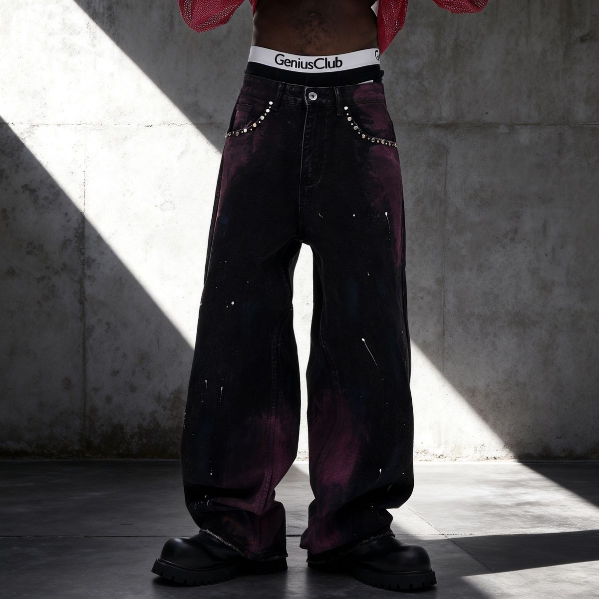 Men's Streetwear Vintage Washed Jeans – Aurora Purple Relaxed Fit Straight-Leg Denim Pants (S-3xl) – Hand-Distressed & Low-Rise_mkmklike.com