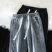 American Retro Splicing Letter Webbing Jeans Men's High Street Vibe Trendy Brand Versatile Loose Straight Wide-leg Trousers_mkmklike.com