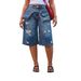 Women's Clothing Ripped Straight Leg Denim Jeans Faux Two Piece Design Overlapped Waist For Spring/Autumn & Summer_mkmklike.com
