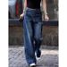 plus Size High-Waisted Slimming Denim Jeans Retro Style 2025 Autumn New Fashion Casual Wide Leg Long Pants for Women_mkmklike.com