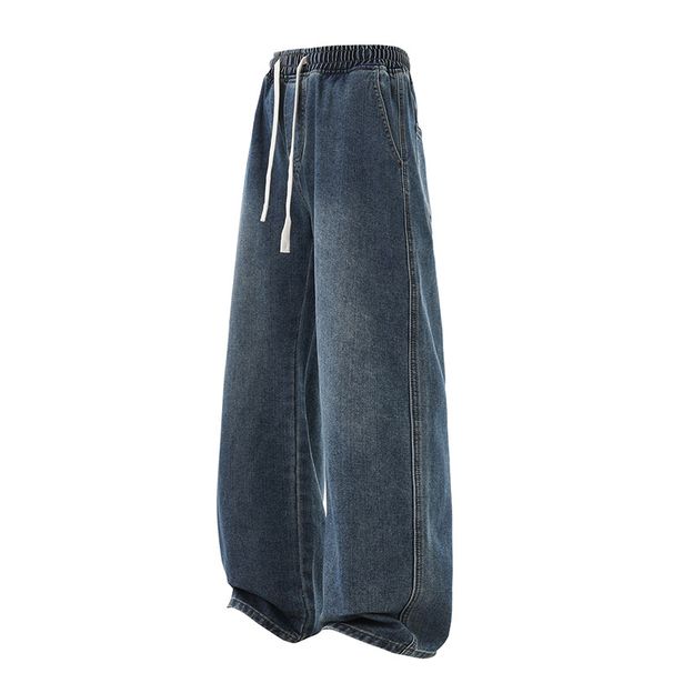 Nordmann Muqiu Clothing | Fleece-Lined Thickened New Tang Jeans Men's American Style Elastic Waist Loose Draped Straight Wide-Leg_mkmklike.com