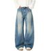 Men's Distressed Patchwork Jeans – High Street Straight-Leg Denim Pants With Sand Wash_mkmklike.com