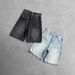Men's Clothing Gothic Style Black Punk Washed Denim Shorts Men's Summer Street Hip Hop Y2k Ripped Shorts_mkmklike.com