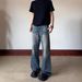 Unisex American Retro Hand Brushed Whiskered Jeans Loose Fitting Straight Leg Casual Long Pants_mkmklike.com