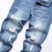 Men's Straight Leg Distressed Jeans - High Street Blue Denim Pants For Teen & Streetwear Fashion_mkmklike.com