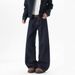Plus Size High Waisted Straight Leg Jeans – Minimalist Embroidered Denim Pants For Women (Blue)_mkmklike.com
