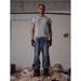 Industrial Washed Blue Distressed Straight Flared Jeans | Asian Cleanfit Style | Water Ripple Texture | Men's Relaxed Fit_mkmklike.com