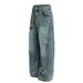 Men's Clothing Floral Embroidered Straight Jeans New High Waist Loose Wide Leg Ripped Trousers_mkmklike.com