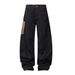 Unique Design Denim Scimitar Men's Workwear Long Color-Block Snake Pattern Pocket Loose Wide-Leg Sickle Pants Trendy_mkmklike.com