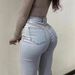 Women's Clothing High Elasticity Flared Jeans, Solid Color Denim, Street Style, Pockets, Slim Fit, Commuter Trousers, Women's._mkmklike.com