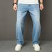 Denim Pants Men Jeans Long Pant Zipper Splice Simple Pockets Casual Print Regular Autumn Winter High Waist Straight Trousers_mkmklike.com