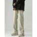 Nordmann Yellow Mud Color Jeans Men Design Sense Zipper Split Autumn Winter American High Street Hiphop Straight Casual Pants_mkmklike.com