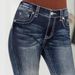 "High-Waisted Distressed Jeans – Women's Stretch Denim With Embroidered Details"_mkmklike.com
