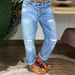 Women's Clothing Straight Button Stitching Ripped Jeans For Women_mkmklike.com