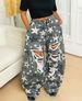 Women's Star Camo Ripped Jeans - Y2K Wide Leg Denim Pants, Mid Rise Loose Fit Vintage Washed For Streetwear & Casual_mkmklike.com