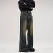 Menswear & Archer0603 & Retro High Street Trendy Brand Vibe American Style Jeans Floor Length Dad Jeans Slightly Flared Loose Pants_mkmklike.com