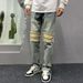 European And American Trendy Brand High Street Ripped Jeans Men's Retro Loose Straight Zipper Pants Versatile Casual Trousers Men_mkmklike.com