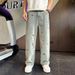 Men's Clothing Embroidered Washed Straight Leg Jeans Men Women Retro Loose Wide Leg Floor Length Pants_mkmklike.com