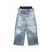 Men's American Style Hip Hop Double Waist Patchwork Jeans Midweight Cotton Wide Leg Pants Black Blue Digital Print For Spring/Summer_mkmklike.com