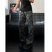 Military Camouflage Cargo Jeans - Men's Tactical Straight Leg Pants With Utility Pockets, Retro Streetwear Style_mkmklike.com