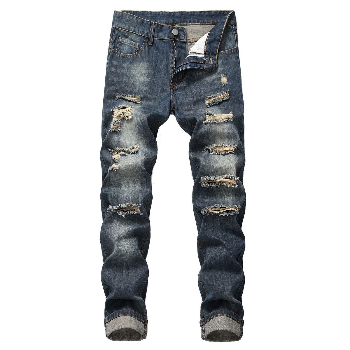 2025 New Mens Jeans Brands Straight Jeans Men Zipper Hole Streetwear Casual Pants Denim Trousers Pantalones Hombre Y2K Clothing_mkmklike.com