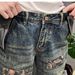 Men's High-End Trendy Distressed Patch Harem Pants Loose Straight Leg Jeans Cool Stylish Tapered Dad Pants_mkmklike.com