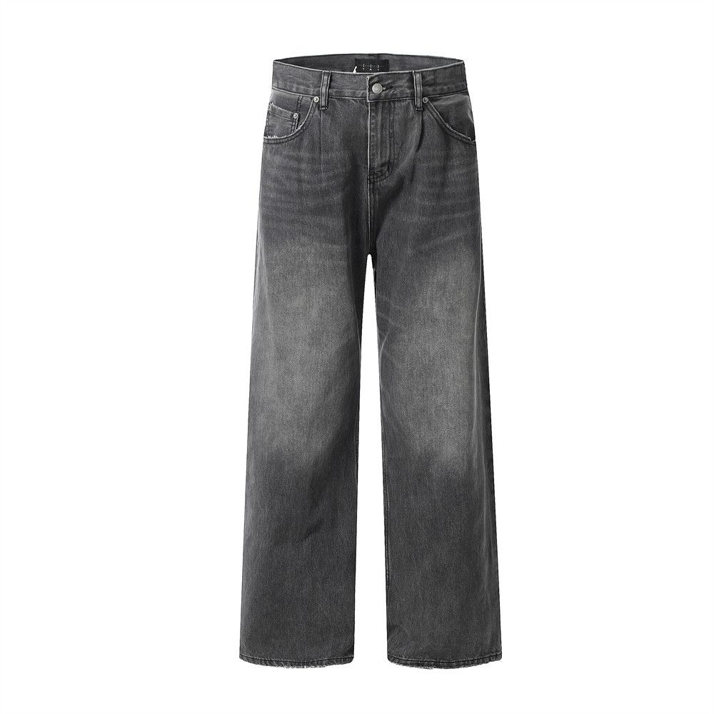 Washed Vintage Cat Whiskers Straight-Leg Jeans Men's Trendy Street Style Loose Casual Wide-Leg Versatile Long Pants_mkmklike.com