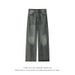 "Men's Plus Size Distressed Straight Leg Jeans – Vintage Washed Deep Mud Blue, Elastic Waistband, American Retro Style (Sizes M-5XL)"_mkmklike.com