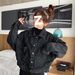 Chicco Black New Korean Style Loose Denim Jacket Short Versatile Top For Spring And Autumn Ins Trendy Women_mkmklike.com