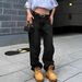 Women's Clothing new hot girl high end black cat whisker straight jeans simple and versatile_mkmklike.com
