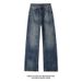 Vintage Blue Lightning Pattern For Men, Autumn Trendy American High Street Pants, Cleanfit Straight-leg Flared Jeans_mkmklike.com