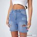 Summer New Arrival Women's Blue Ripped mid Waist Stretch Slim Fit Denim Shorts European American Style Hot Selling 2026_mkmklike.com