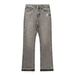 Men's Clothing Men's Washed Vintage Jeans With Tasseled Cuffs And Color Blocked Design; Letter B Comet Style._mkmklike.com