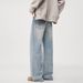 Men's Clothing & Archer0603 & Men's Light Blue Washed Blue Jeans, New Autumn Style, American Loose Straight Leg Pants_mkmklike.com