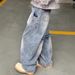 Men's Vintage Hip-Hop Striped Wide Leg Jeans - Retro Loose Fit Denim Pants With Unique Design For Casual Streetwear_mkmklike.com