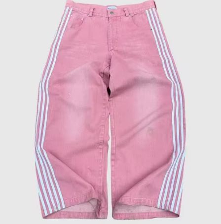 Men's American Street Striped Jeans Men's Y2k Harajuku Style Casual Wide Gothic Straight Leg Floor Pants_mkmklike.com