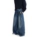 Men's Retro Blue Belted Jeans - Loose Straight Leg Denim Pants For Autumn & Winter, High Street Wide Leg Style_mkmklike.com