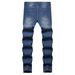 Men's Distressed Zip Fly Jeans - High Street Fashion Denim Pants With Washed Finish & Ripped Details - Straight Fit Cotton Trousers For Casual Wear_mkmklike.com