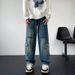Men's American Retro Multi Pocket Washed Jeans Loose Straight Casual Wide Leg Pants Trendy Autumn Overalls for Men And Women_mkmklike.com